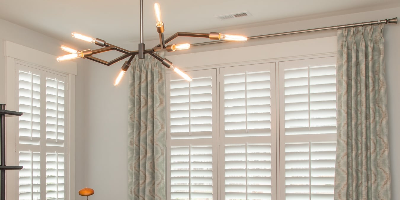 Plantation shutters in a home office